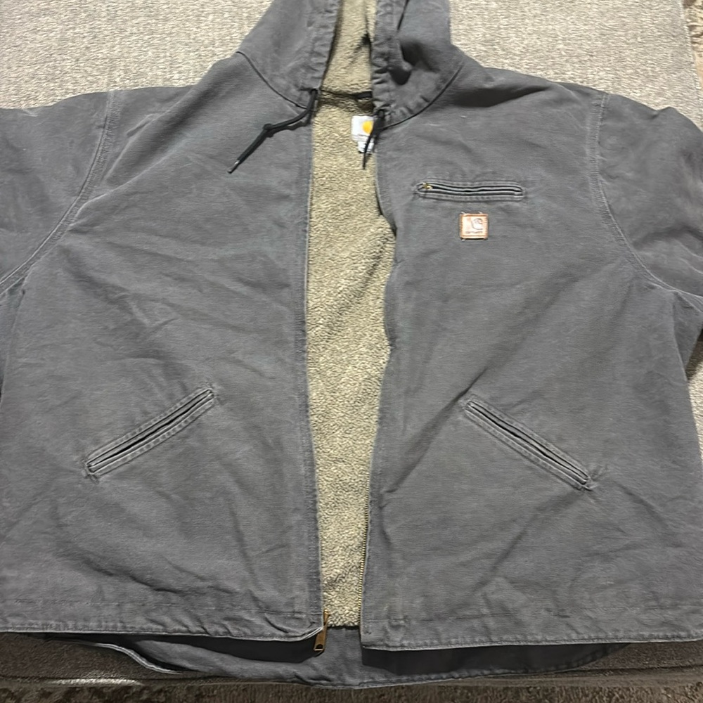 Carhartt Men's Gray Sherpa Lined Hooded Coat
